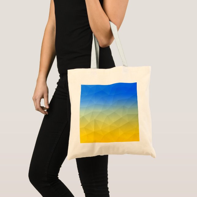 Tote Bag Motif de maillage géométrique bleu jaune Ukraine (Devant (produit))