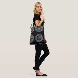 Tote Bag Motif de mandala indien spirituel noir