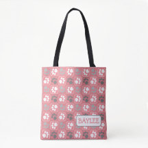Motif de mosaïque Empreinte de patte rose avec nom