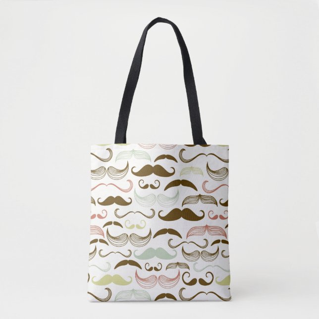 Tote Bag Motif de moustache, rétro style 4 (Devant)