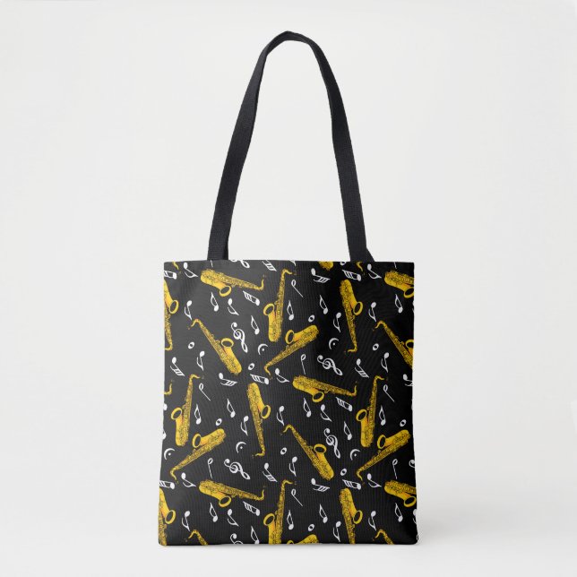 Tote Bag Motif de musique saxophone (Devant)
