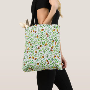 Tote Bag Motif de nature de glands et de feuilles à l'aquar