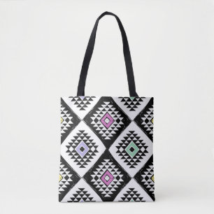 Tote Bag Motif de Navajo, tribu noire blanche