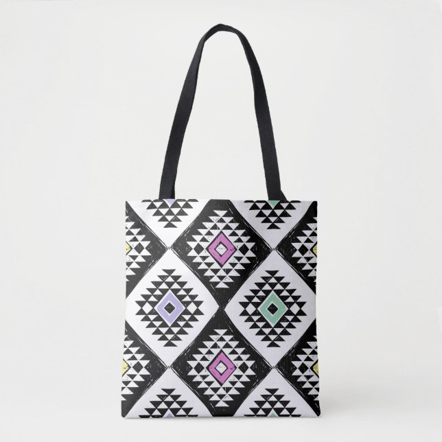 Tote Bag Motif de Navajo, tribu noire blanche (Devant)