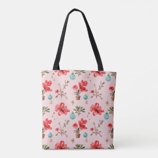 Tote Bag Motif De Noël Avec Fleurs, Mistletoe