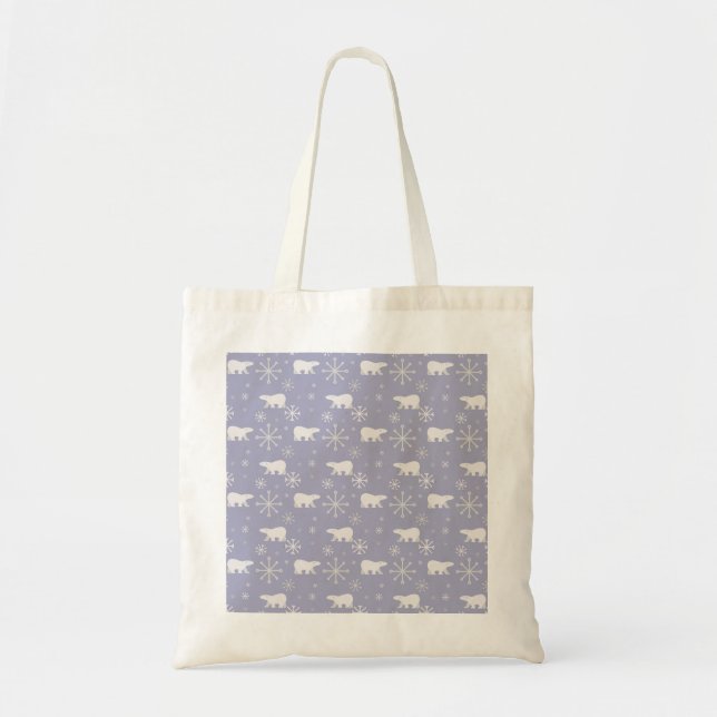 Tote Bag Motif de Noël avec ours polaires et flocons de nei (Devant)