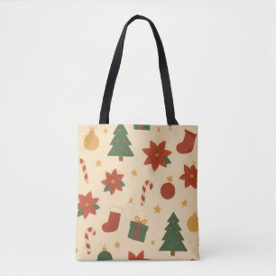 Tote Bag Motif de Noël cosy avec cadeaux et arbres