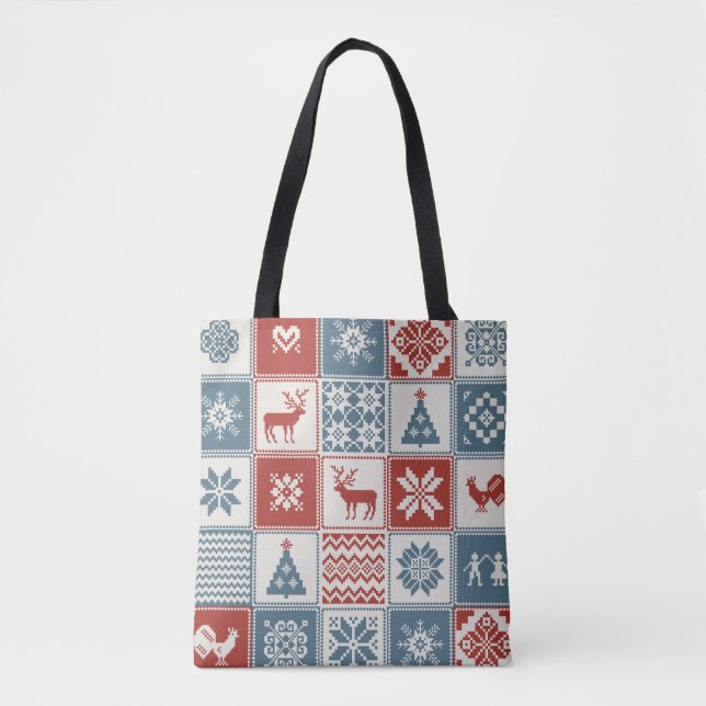 Tote Bag Motif de Noël en patchwork. Traditionel  (Devant)