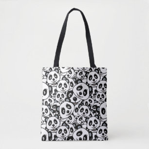 Tote Bag Motif de panda ours mignon noir et blanc moderne