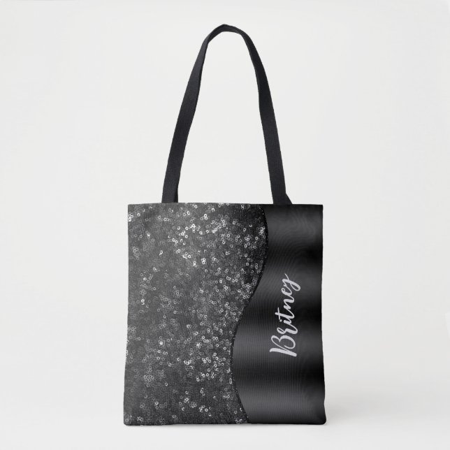 Tote Bag Motif de Parties scintillant Monogramme Luxury Bla (Devant)