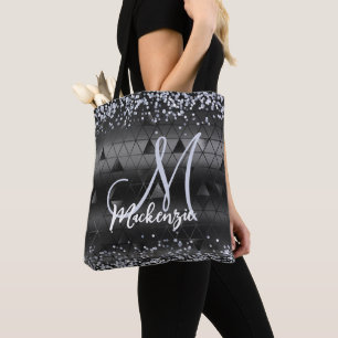Tote Bag Motif de Parties scintillant Monogramme Luxury Bla