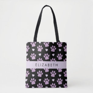 Tote Bag Motif De Pâtes, Pâtes Lilac, Coeurs, Votre Nom