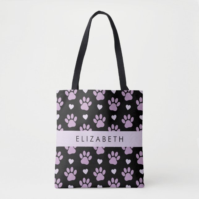 Tote Bag Motif De Pâtes, Pâtes Lilac, Coeurs, Votre Nom (Devant)