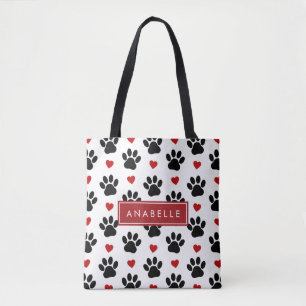 Tote Bag Motif De Pâtes, Pâtes Noires, Coeurs Rouges, Votre