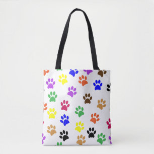 Tote Bag Motif de pattes colorées Amoureux des animaux Amo