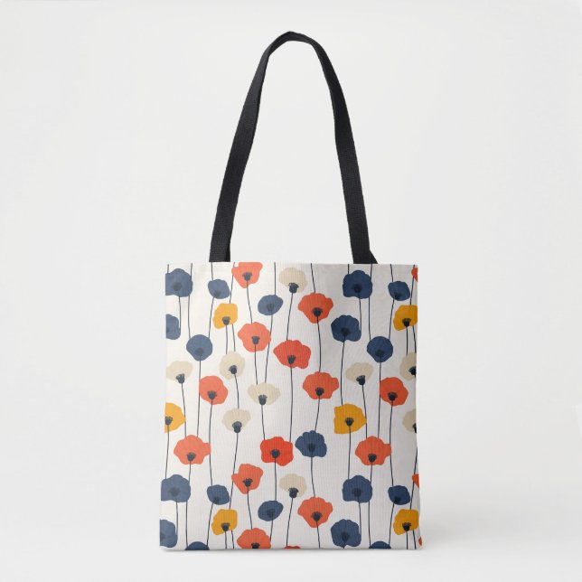 Tote Bag Motif de pavots colorés à l'aquarelle (Devant)