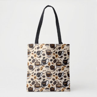 Tote Bag Motif de peinture à l'huile de café noir