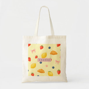 Tote Bag Motif de petit-déjeuner personnel Pastel Jaune