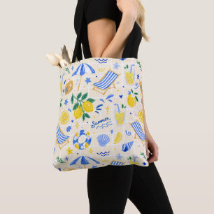 Tote Bag Motif de plage au citron d'été italien