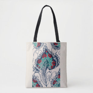 Tote Bag Motif de pochoir botanique en Art Nouveau