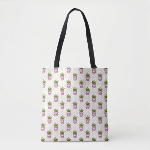 Tote Bag Motif de point succulent de polka d'aquarelle