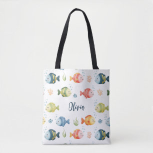 Tote Bag Motif de poissons tropicaux colorés mignons