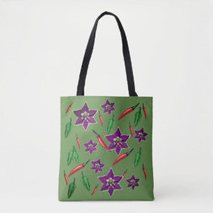 Tote Bag Motif de poivrons rouges, verts