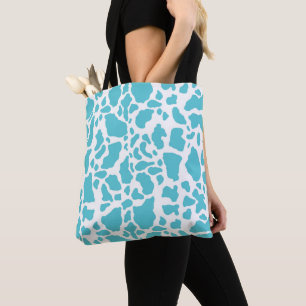 Tote Bag Motif de Poster de animal de points de vache bleu