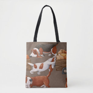 Tote Bag Motif de récolte Citrouille Basset Hound