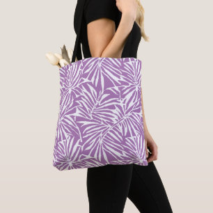 Tote Bag Motif de répétition Pale Purple Tropical Leaf