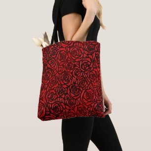 Tote Bag Motif de rose rouge vif