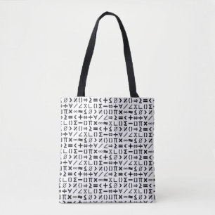 Tote Bag Motif de signes et symboles en mathématiques noir 