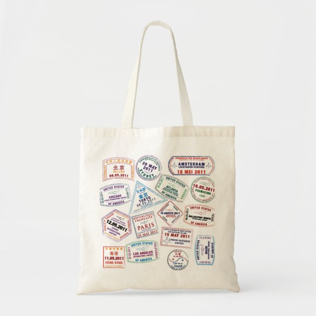 Tote Bag Motif de tampon de passeport Imprimer (Devant)