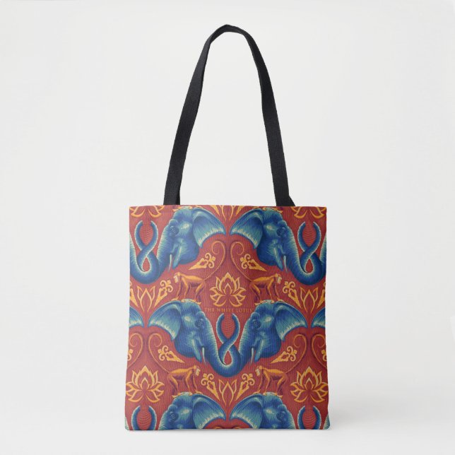 Tote Bag Motif de tapisserie Safari - Le Lotus Blanc (Devant)