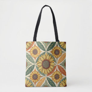 Tote Bag Motif de tournesol et feuille   Découpe inspirée d