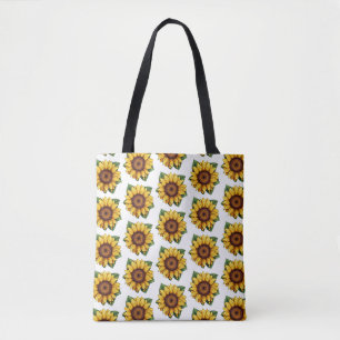 Tote Bag Motif de tournesol jaune et vert