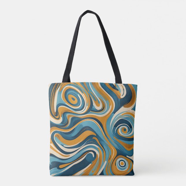 Tote Bag Motif de trippage bleu à billes en acier liquide O (Dos)