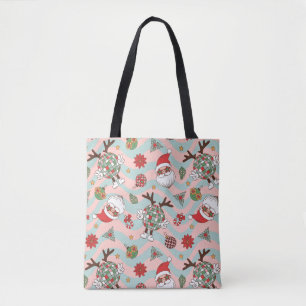 Tote Bag Motif de vacances Disco Père Noël et Reindeer