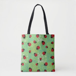 Tote Bag Motif de vert de pétales de coccinelle