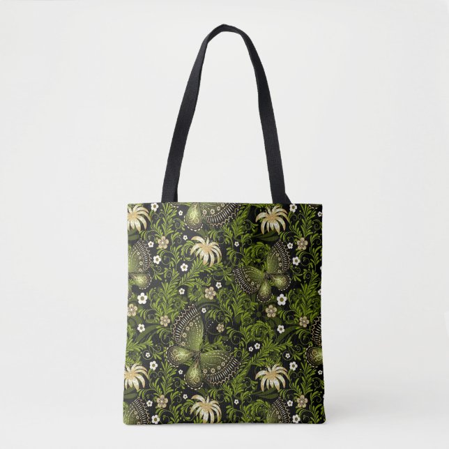 Tote Bag Motif de Vert-or de ressort (Devant)