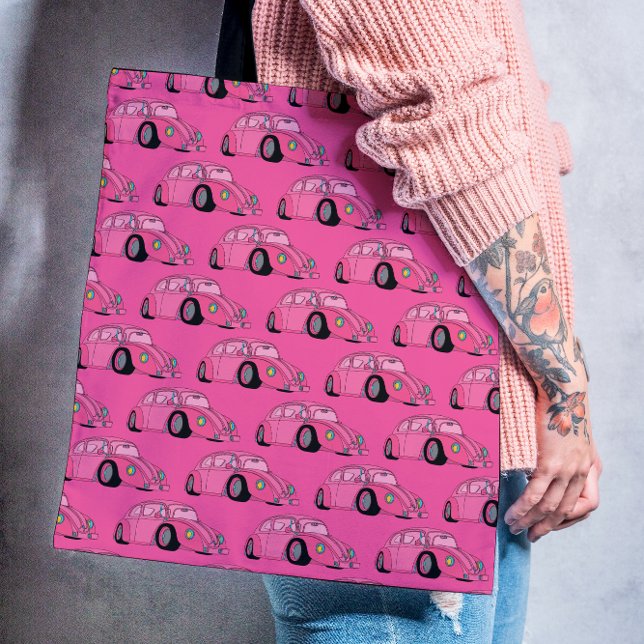 Tote Bag Motif de voiture classique Magenta Pink (Créateur téléchargé)