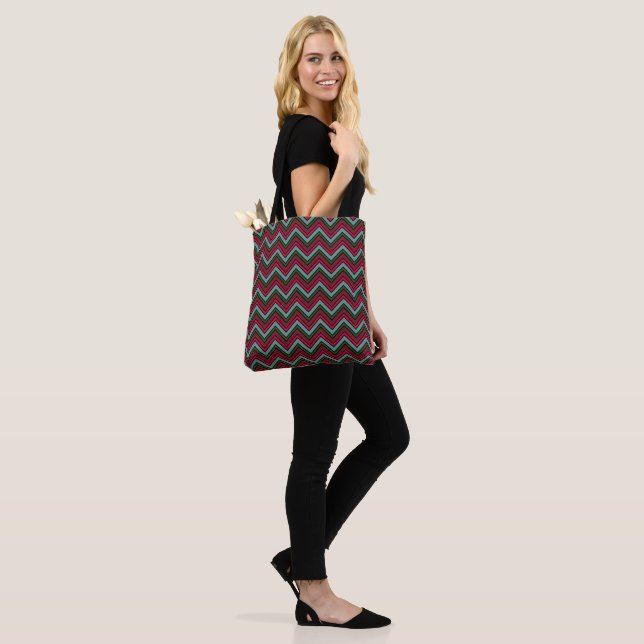 Tote Bag Motif de zigzag de chevron coloré (Sur le modèle)