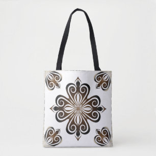 Tote Bag Motif décoratif de motif baroque brun avec Flo