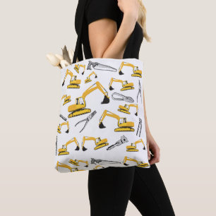 Tote Bag Motif des camions et des outils de construction de
