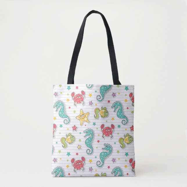 Tote Bag motif des créatures de mer (Devant)