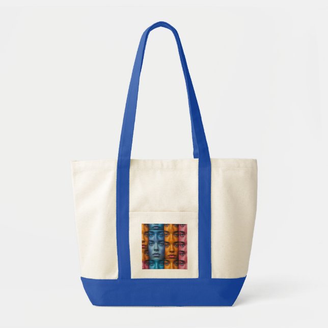 Tote Bag Motif des faces colorées (Devant)