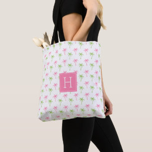Tote Bag Motif des palmiers roses et verts