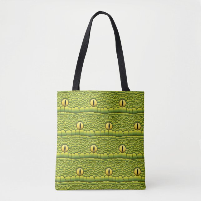 Tote Bag Motif des yeux de serpent - Abstrait reptile vert (Devant)