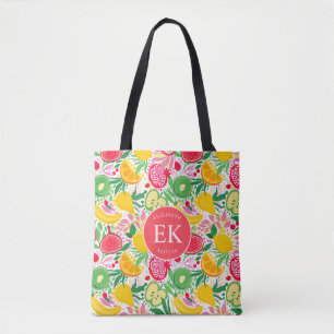 Tote Bag Motif d'été pour le Monogramme de fruits tropicaux