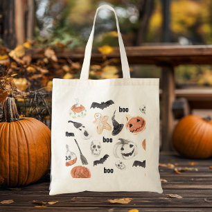 Tote Bag Motif d'horreur d'Halloween coloré  Bonne Hallowee